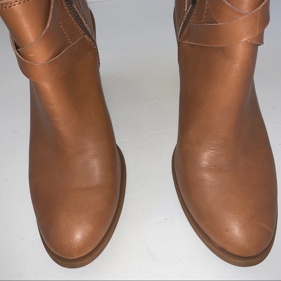 Lucky Brand Camel Tan Faux Leather Bootie Sz 10 - Picture 8 of 14